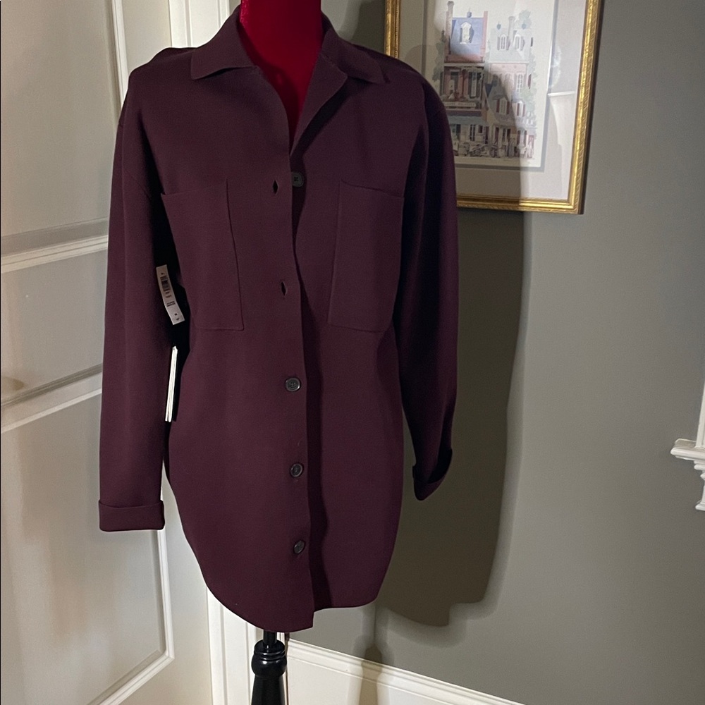 Aritzia Deep Burgundy Button-Up Cardigan